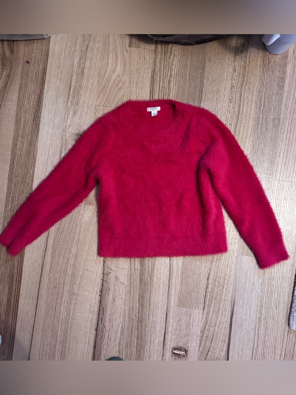 Girls’ J Crew Crewcuts Red Fuzzy Crewneck Sweater sz M (6/8)